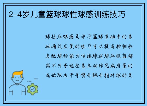 2-4岁儿童篮球球性球感训练技巧